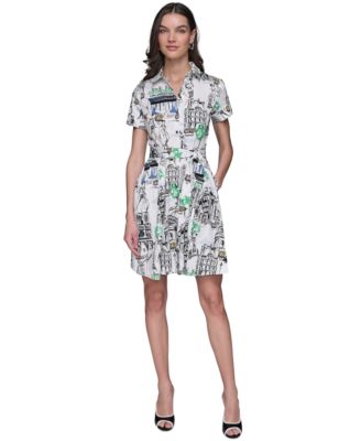 KARL LAGERFELD PARIS - Petite Short-Sleeve Shirtdress