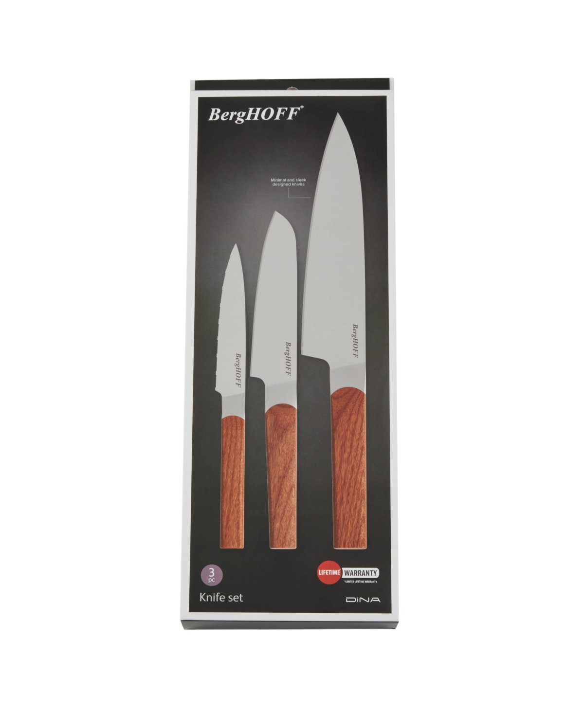 Berghoff Dina Ion 3-piece Stainless Steel Knife Set In Brown
