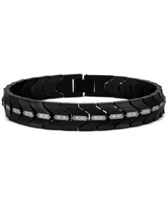 Esquire Men's Jewelry - Diamond Chevron Flex Bracelet (1/4 ct. t.w.) in Black IP Stainless Steel