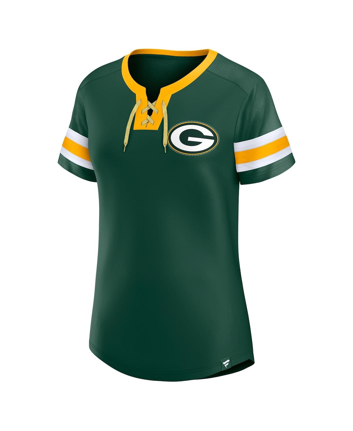 Fanatics Women's Green Green Bay Packers Bling Athena Jersey Style Lace-up T-shirt In Green