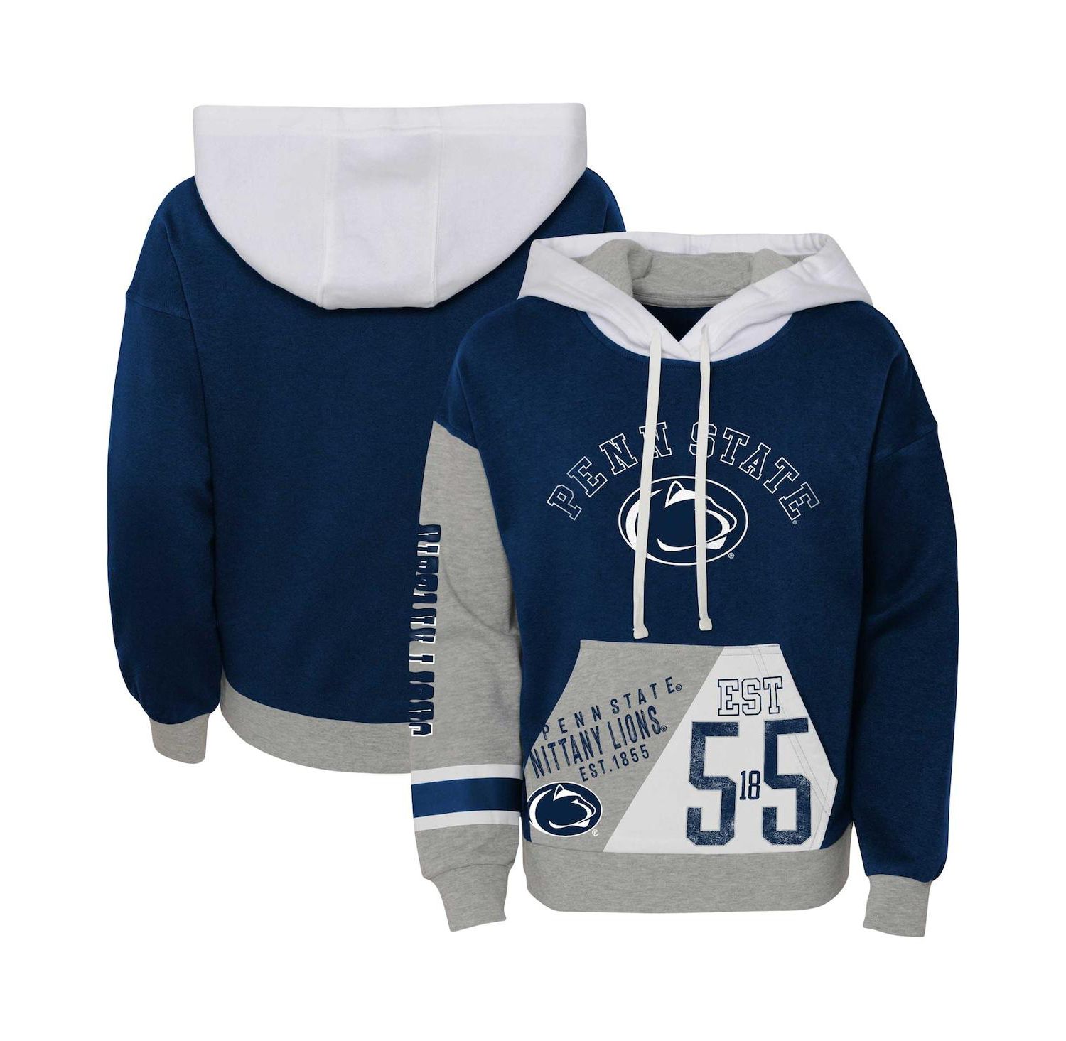 Big Girls Navy Penn State Nittany Lions True Fan Soft Fleece Pullover Hoodie