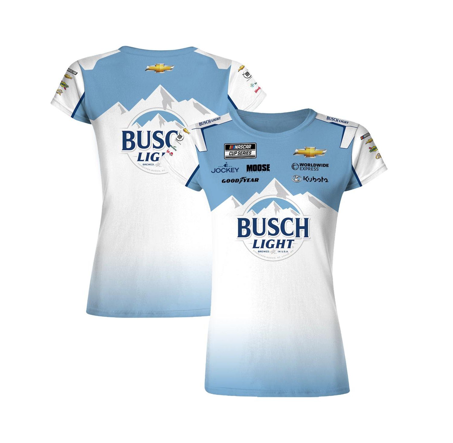 Women's White/Blue Ross Chastain Busch Light Uniform T-Shirt