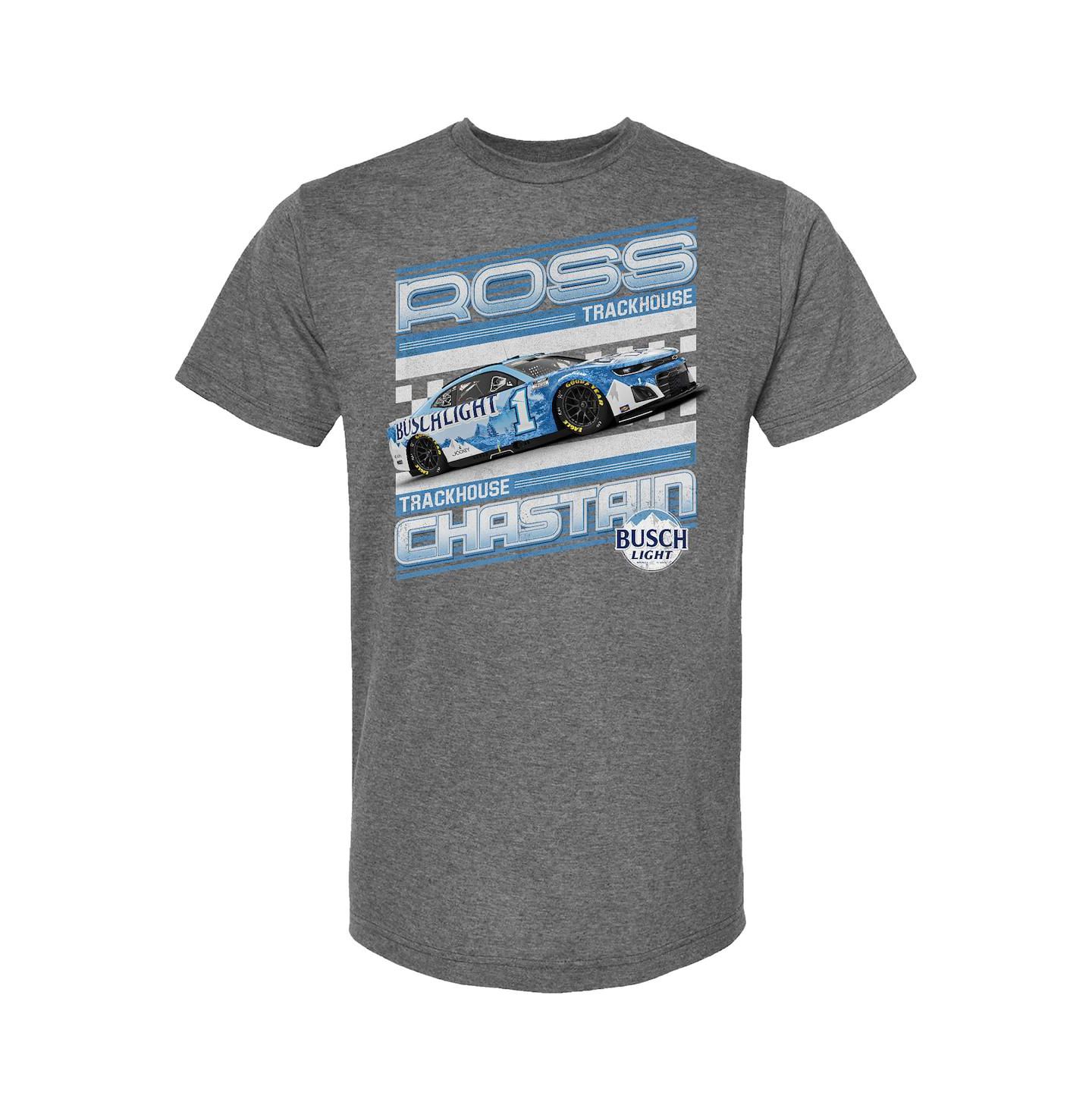 Мужская футболка Trackhouse Racing Team Collection Heather Charcoal Ross Chastain Busch Light Car — фото 2