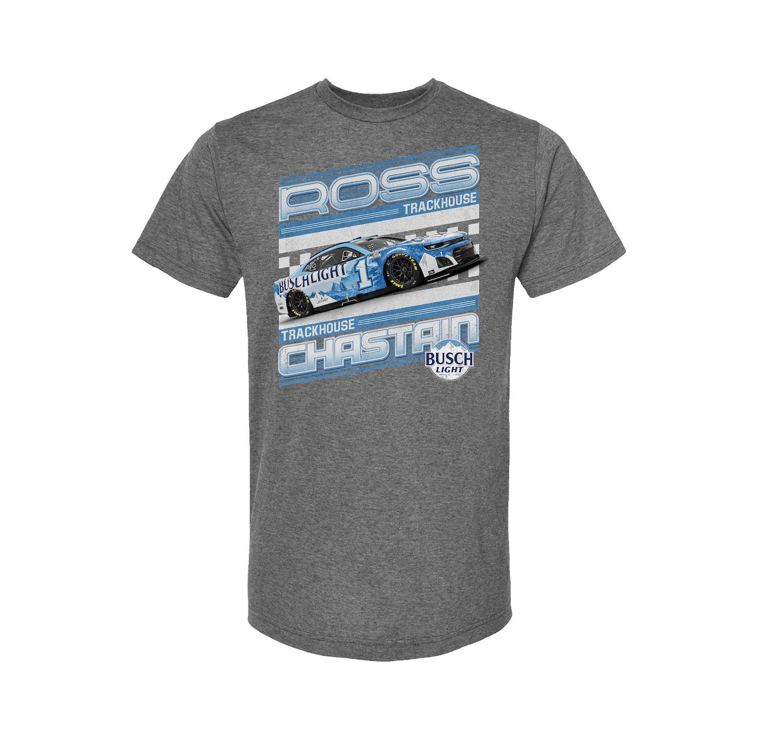 Men's Heather Charcoal Ross Chastain Busch Light Car T-Shirt