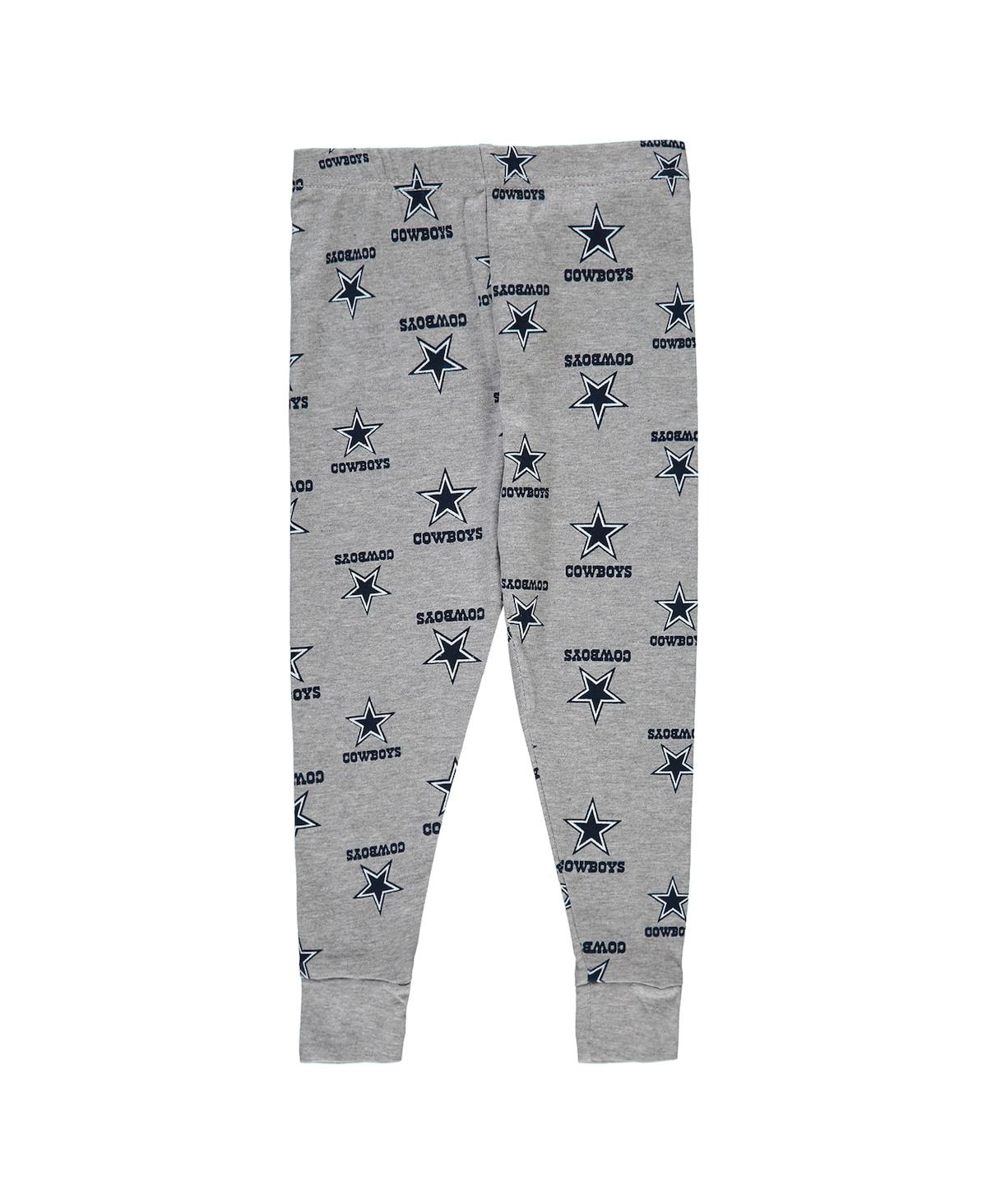 Outerstuff Toddler 2-piece Heathered Gray Dallas Cowboys Long Sleeve T-shirt And Pants Sleep Set In Heather Gray