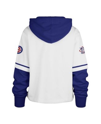 Women's White Chicago Cubs Trifecta Shortstop Cropped Pullover Hoodie