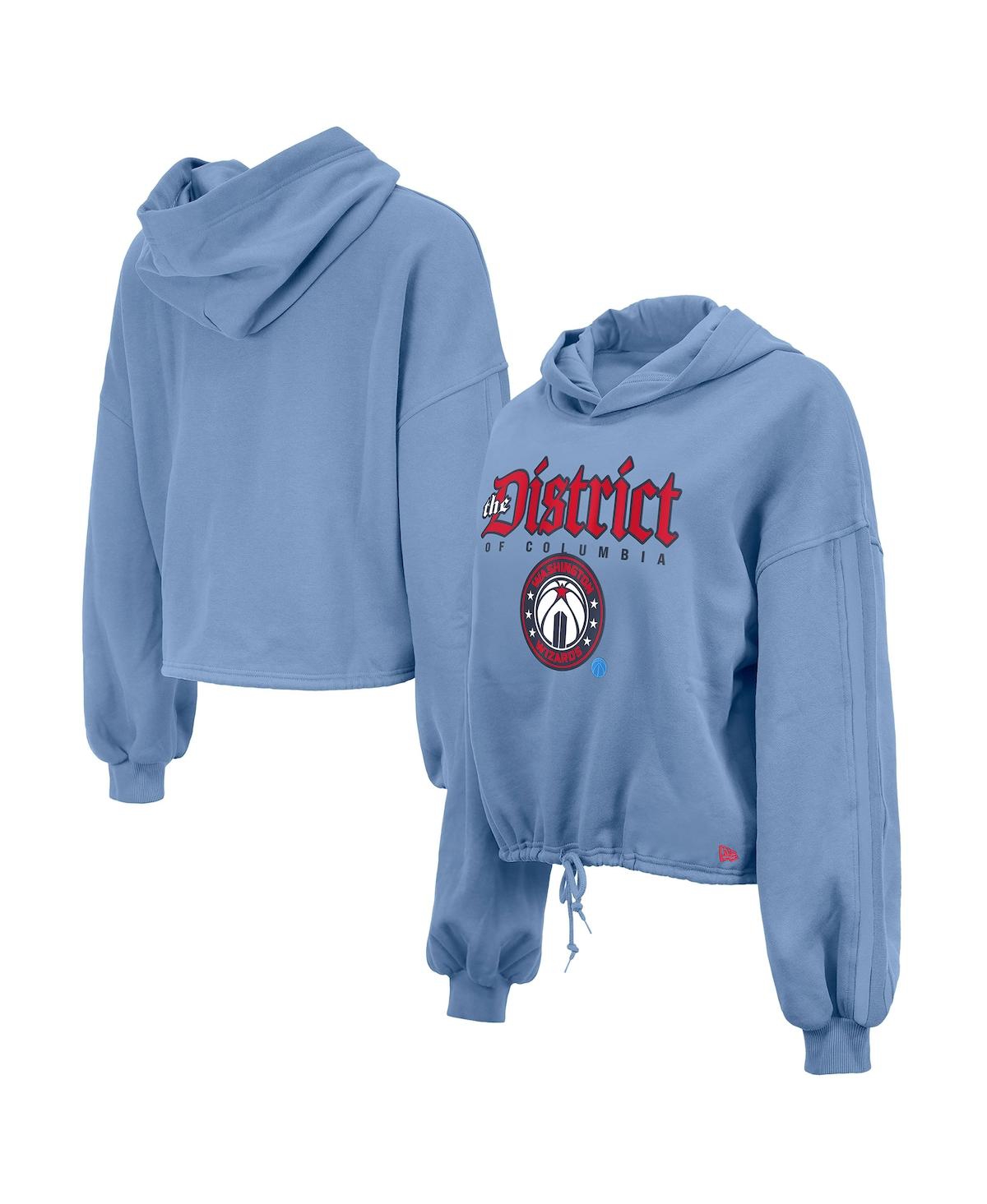 NEW ERA WOMEN'S POWDER BLUE WASHINGTON WIZARDS 2024/25 CITY EDITION CROPPED PULLOVER HOODIE 