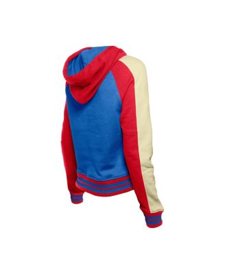 Women's Royal Chicago Cubs Cooperstown Collection Cropped Raglan Pullover Hoodie