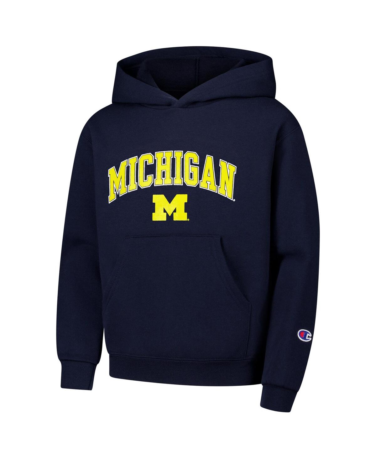 Champion Big Boys And Girls Navy Michigan Wolverines Campus Pullover Hoodie In Navy