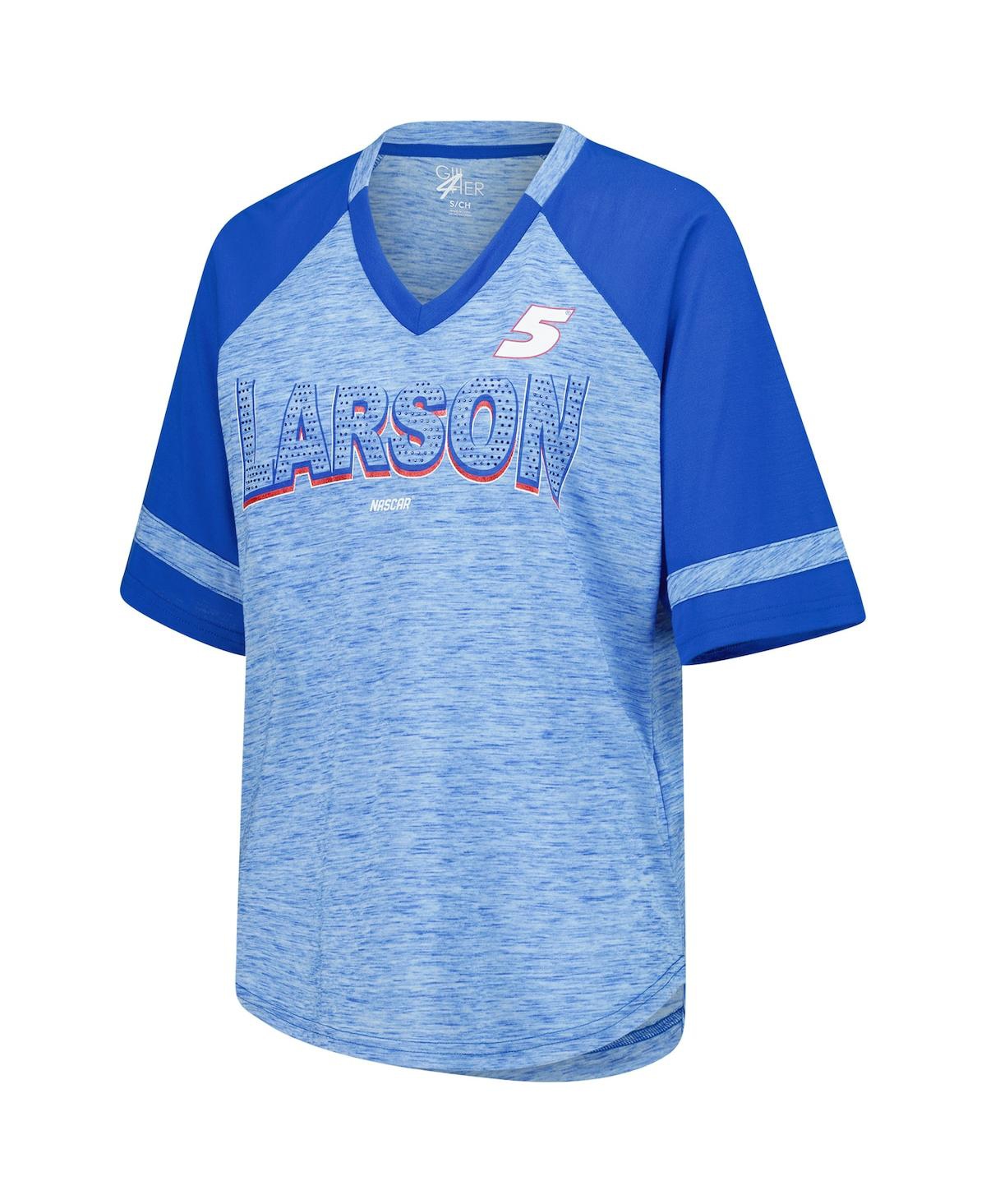 G-iii 4her By Carl Banks Women's Heather Royal Kyle Larson Hall Of Fame Oversized Raglan V-neck T-shirt In Heather Royal