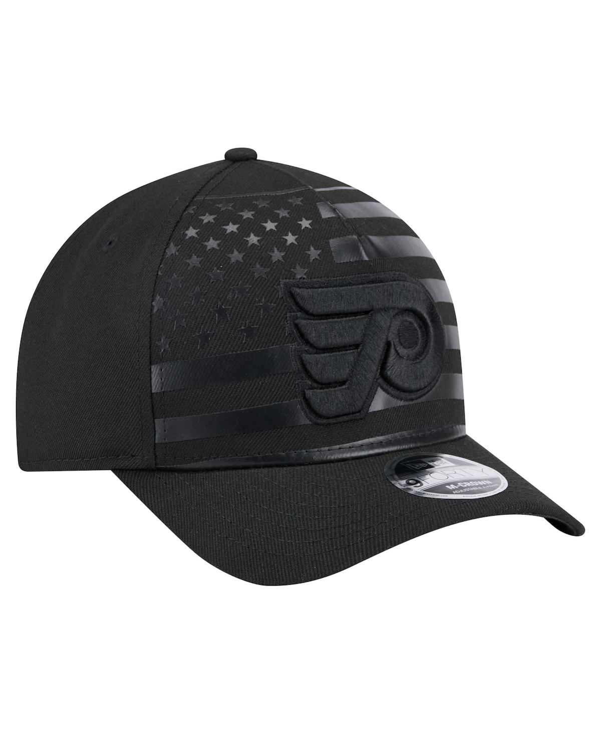 New Era Men's Black Philadelphia Flyers Game Day Stealth Flag 9forty A-frame Adjustable Hat In Black