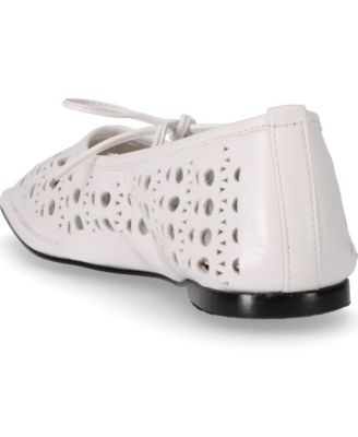 Sway Slit White Leather Ballet Flats