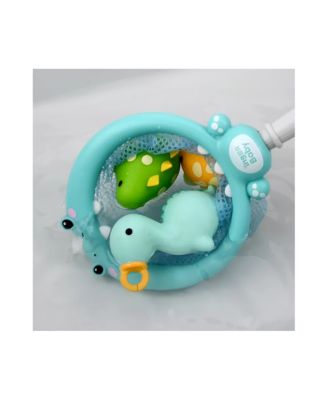 Toddler Fun Dinosaur Fishing Game – 4PCS Magnetic Floating Bath & Pool Toy Set with Wind-Up Rods, Engaging Water Play & Fine Motor Skill Development 1-4