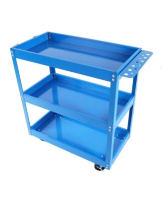 Tool Cart on Wheels, 3 Tier Rolling Mechanic Tool Cart, Heavy Duty Steel Utility Cart w/Lockable Wheels, 450 LBS Capacity Industrial Service Cart for Garage, Warehouse, Workshop (Bright Red)