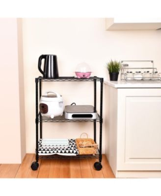 Simple Deluxe Heavy Duty 3-Shelf Shelving with Wheels, Adjustable Storage Units, Steel Organizer Wire Rack, 23" W x 13" D x 33" H, Black