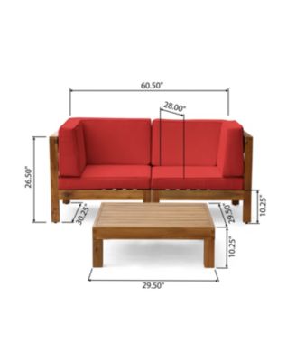 Streamdale Acacia Wood Outdoor Loveseat Set with Coffee Table