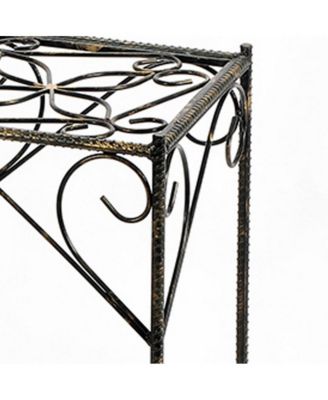 Scrolled Plant Stand with Square Top for Elegant Indoor and Outdoor Display