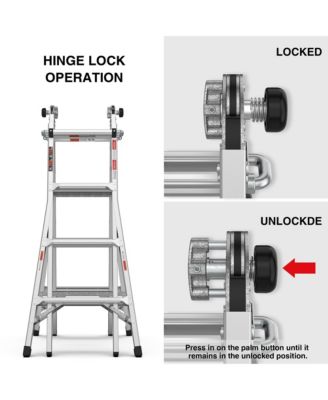 17ft Multi-Position Foldable Aluminum Ladder, A-Frame and Straight Ladder, ANSI 250lbs