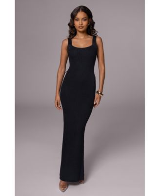 Plus Size Black Moonrise Ribbed Maxi Dress
