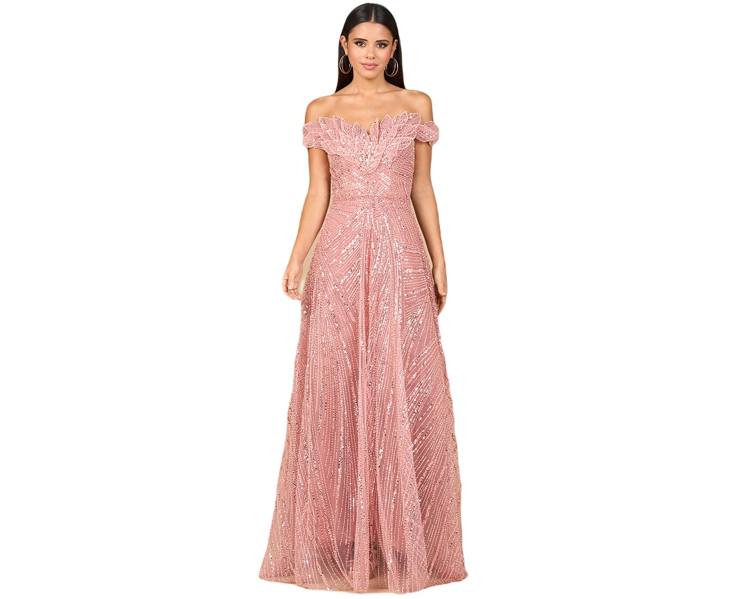 Women's Off Shoulder Beaded Ballgown