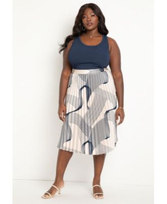 Women's Plus Size Pleated Midi Skirt