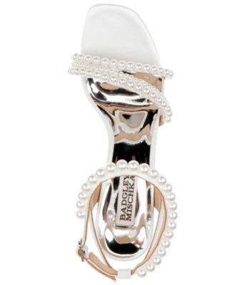 Women's Feisty Cultivated Pearl Detail Block Heel Evening Sandals