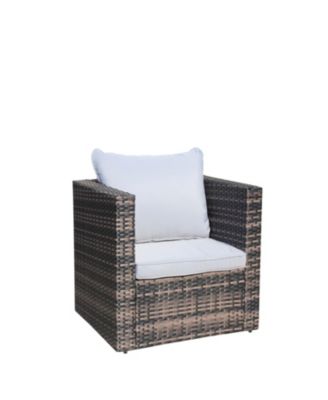 Streamdale 4-Pc Outdoor Rattan Sofa Set, Cushioned couch & coffee table (Gray)