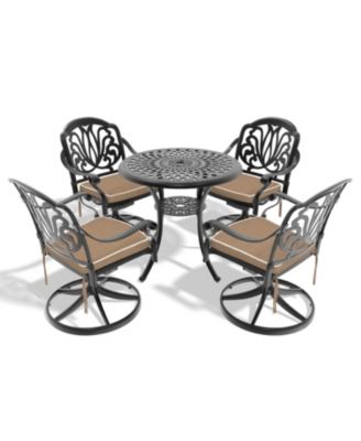Streamdale 5-Pc Cast Aluminum Dining Set, 4 Swivel Chairs & 31" Round Table
