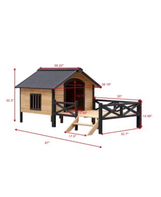 Outdoor Large Wooden Cabin House Style Wooden Dog Kennel with Porch