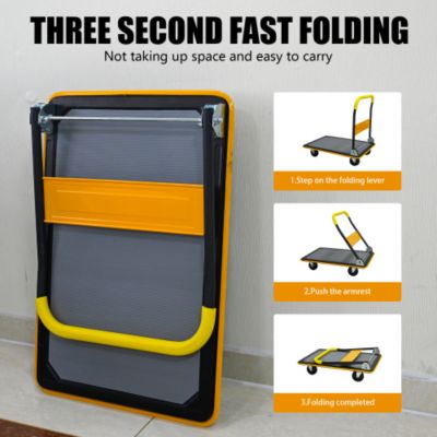 Platform Truck Hand Truck Large Size Foldable Dolly Cart for Moving Easy Storage and 360 Degree Swivel Wheels 660lbs Weight Capacity