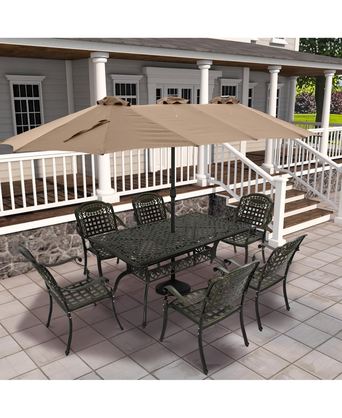 Mondawe 7-Piece Outdoor Patio Furniture Set Dinning Chair with Foldable Table