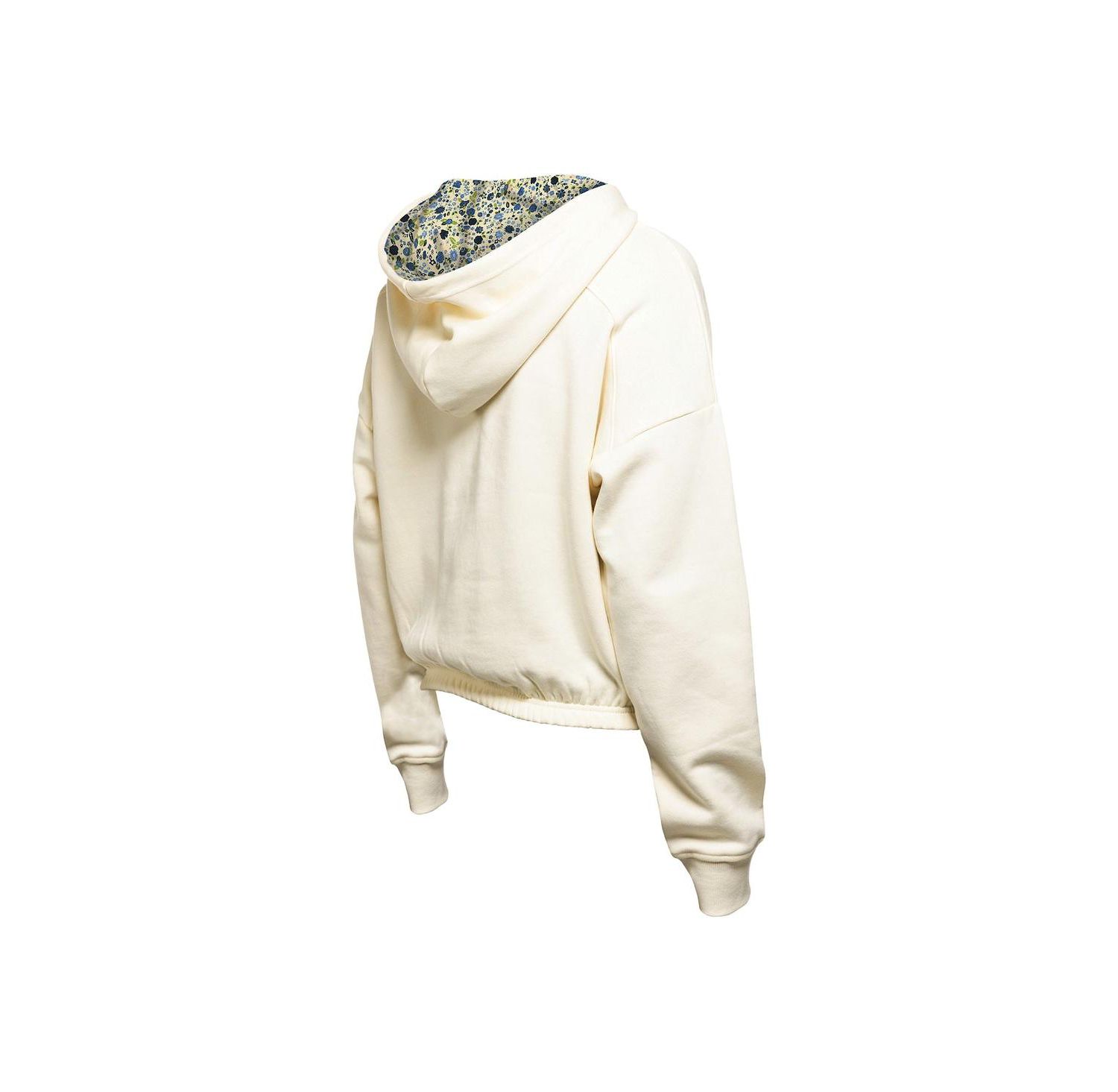 Women's Cream New York Rangers Glam Game Quarter-Zip Cropped Floral Hoodie Pullover Top