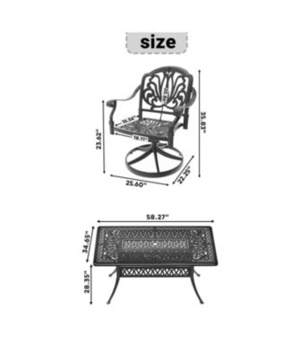 Streamdale 7-pc Cast Aluminum Dining Set, 6 Swivel Chairs, Rectangular Table, Black Frame