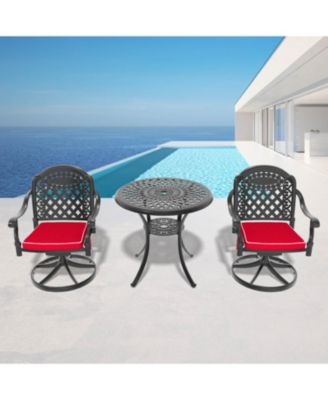 Streamdale 3pc Cast Aluminum Dining Set, 2 Swivel Chairs & 30" Table