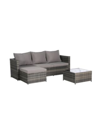 Streamdale 2-Piece Wicker Patio Set, L-Shaped, Ottoman, Lounger Table