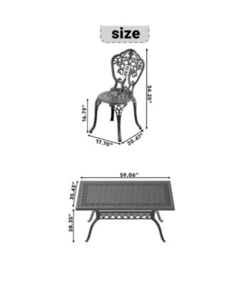 Streamdale 7-Piece Set Of All-Weather Cast Aluminum Dining Furniture Set With Black Frame