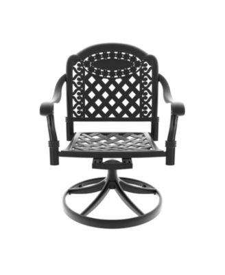 Streamdale 7-Piece Cast Aluminum Dining Set, 2 Swivel, 4 Chairs, Rectangular Table, Black Frame