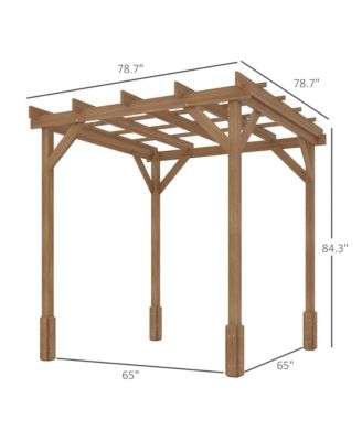 6.6' x 6.6' Outdoor Pergola, Wood Gazebo,