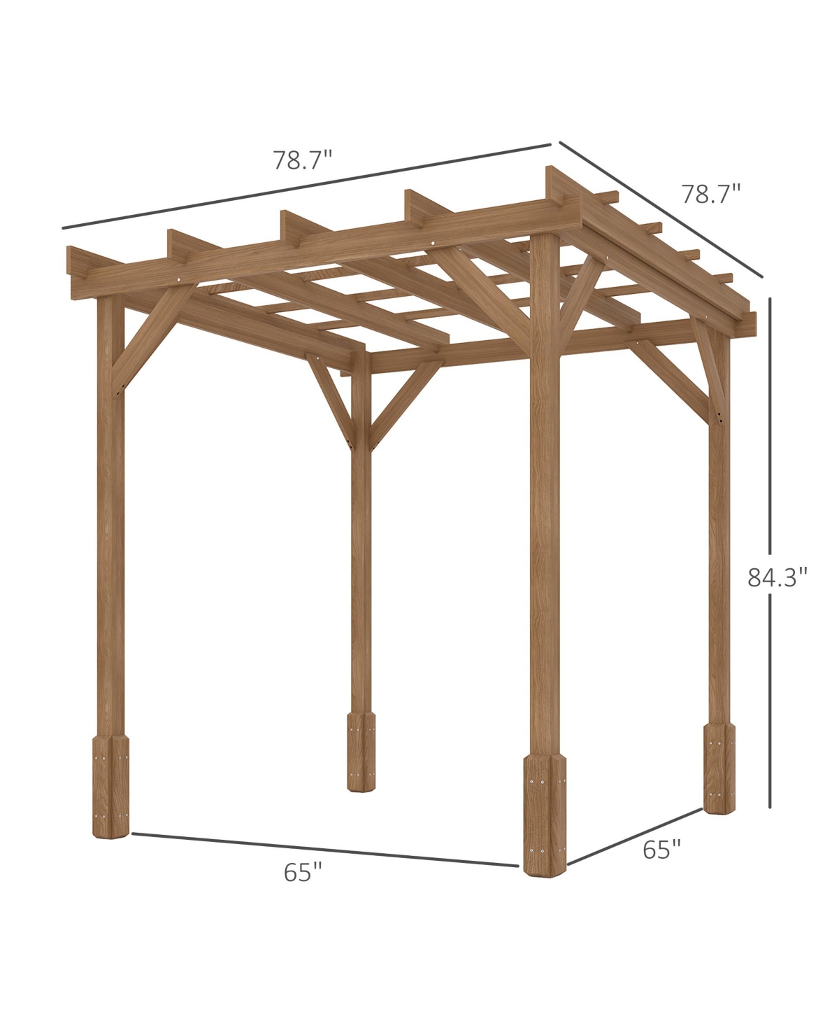 Outsunny 6.6' x 6.6' Outdoor Pergola, Wood Gazebo,