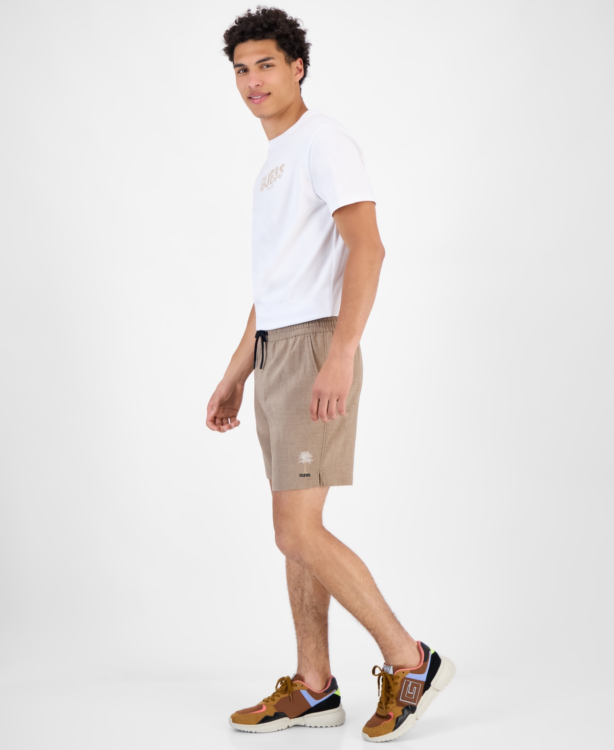 Guess Men's Solid Drawstring Swim Trunks