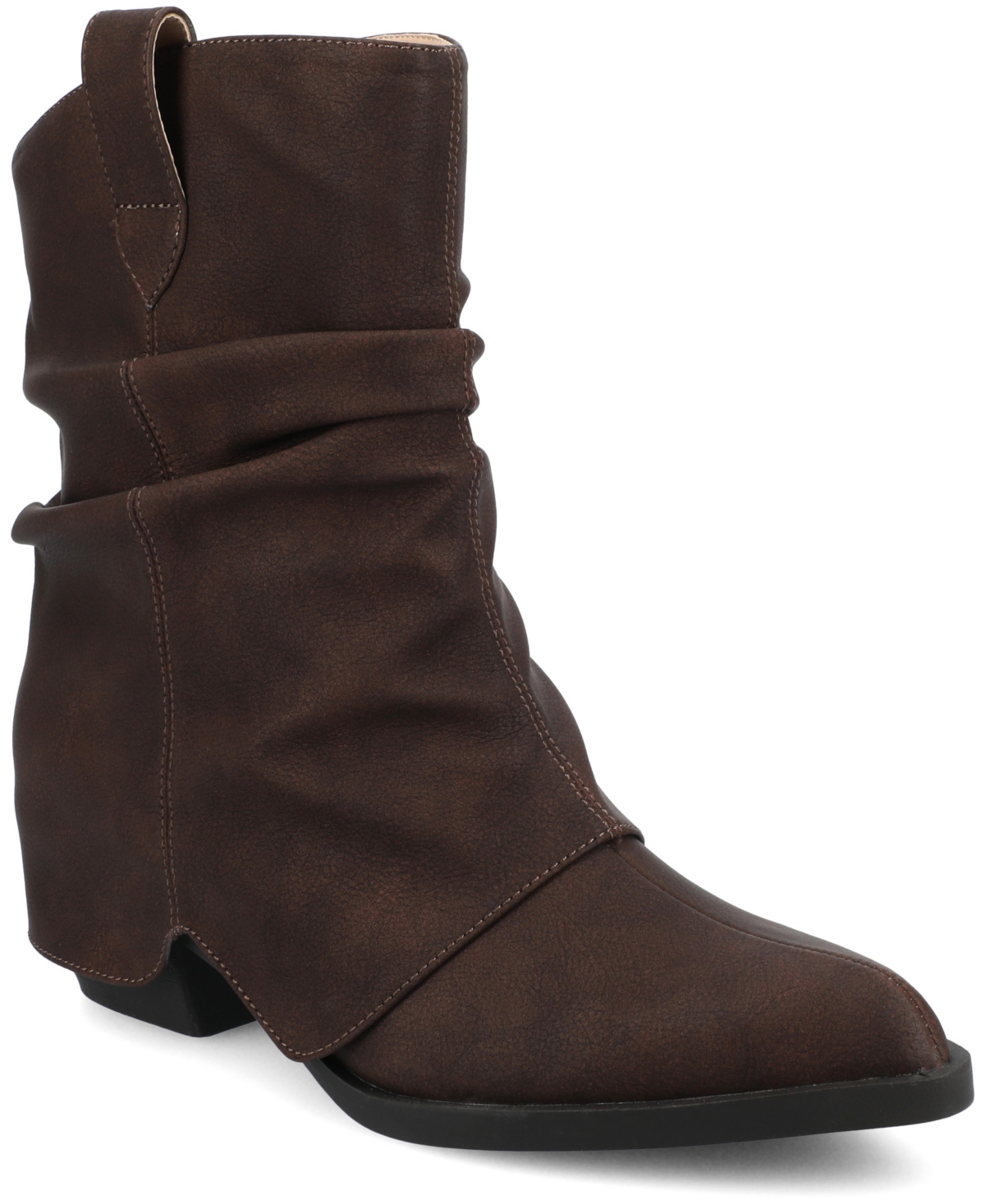 Journee Collection Journee Women's Wynette Medium And Wide Width Western Slouchy Ankle Booties In Brown