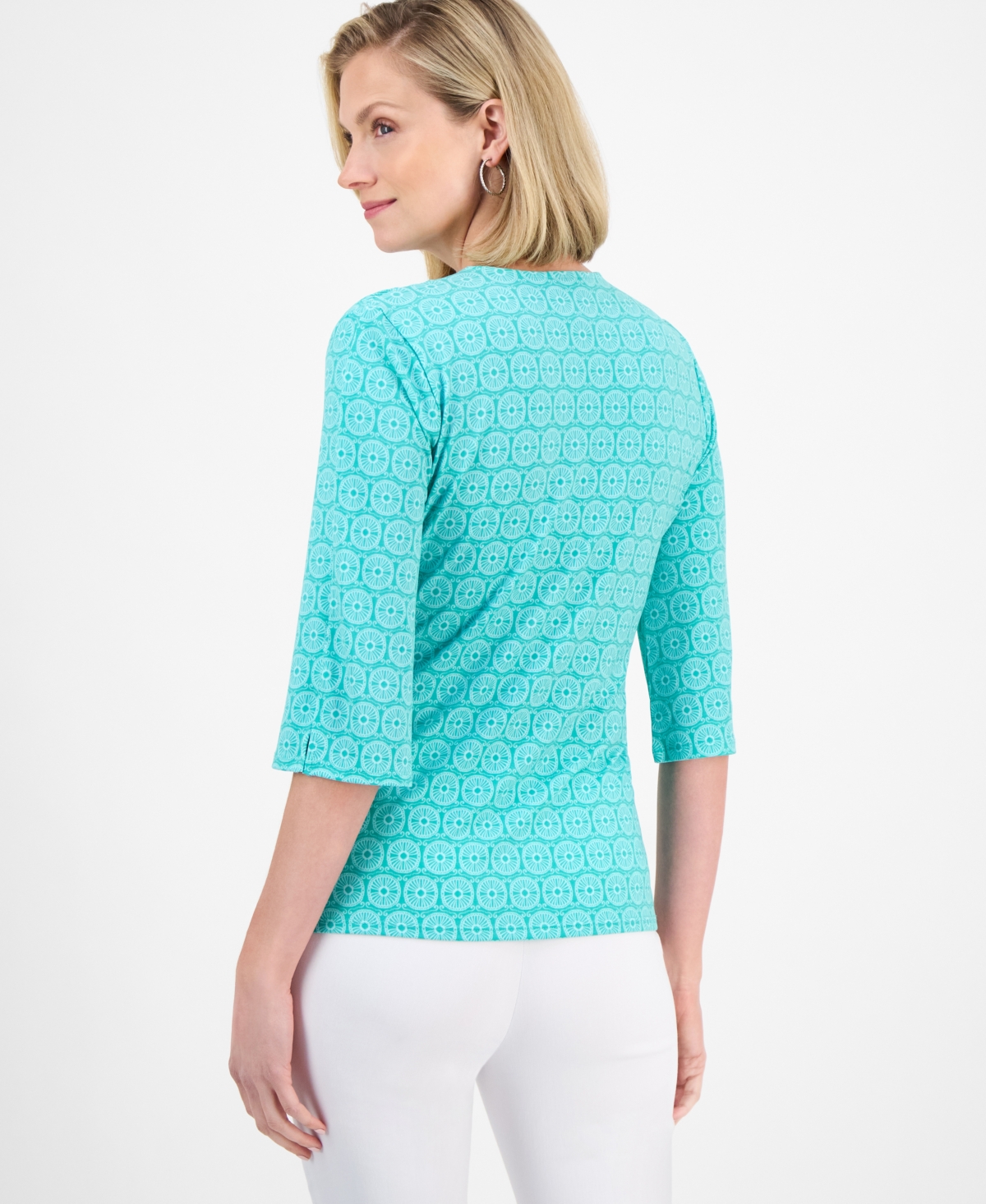 Shop Jm Collection Women's Printed Faux-wrap Top, Exclusively At Macy's