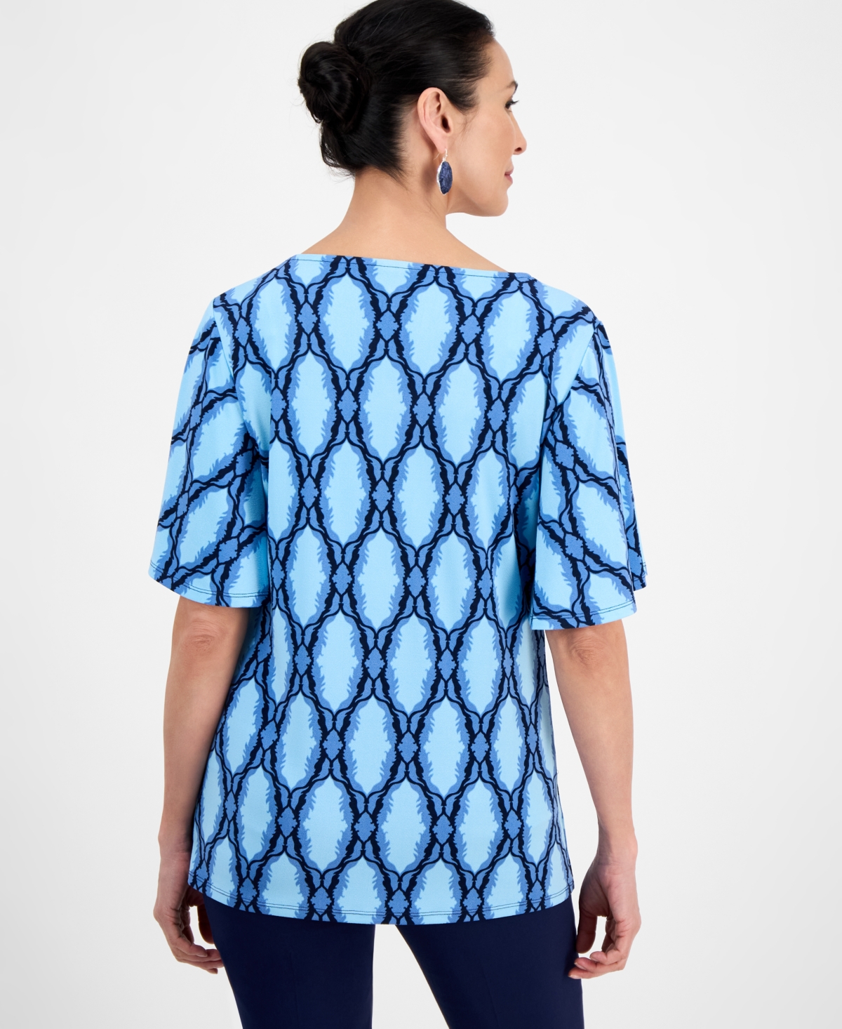JM COLLECTION WOMEN'S PRINTED SQUARE-NECK TOP, EXCLUSIVELY AT MACY'S 