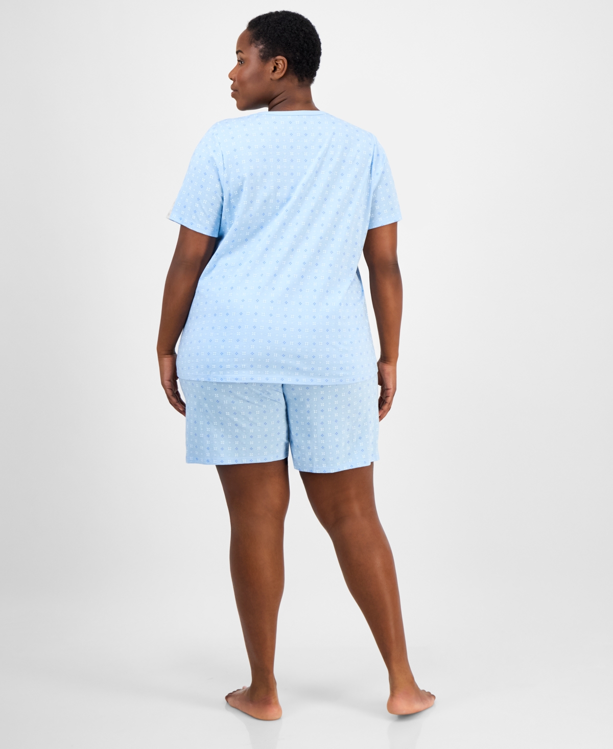 CHARTER CLUB PLUS SIZE COTTON FLORAL BERMUDA PAJAMAS SET, CREATED FOR MACY'S 