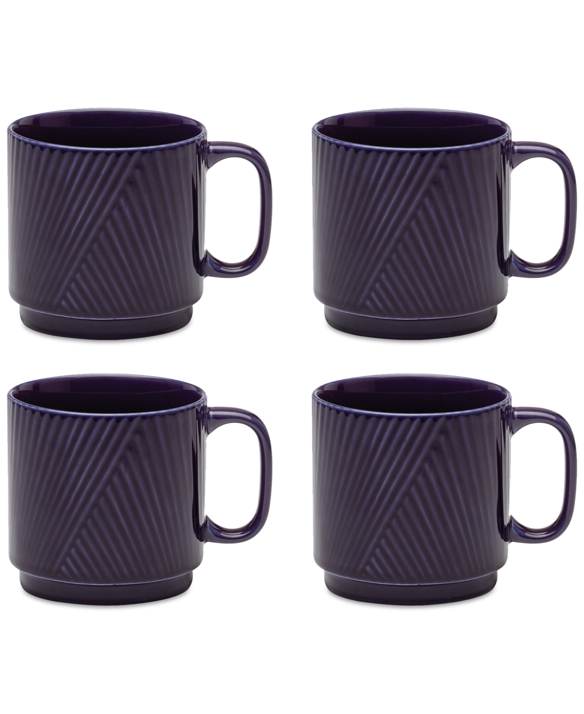 Lenox Modulus Textured Mugs, Set Of 4 In Blue
