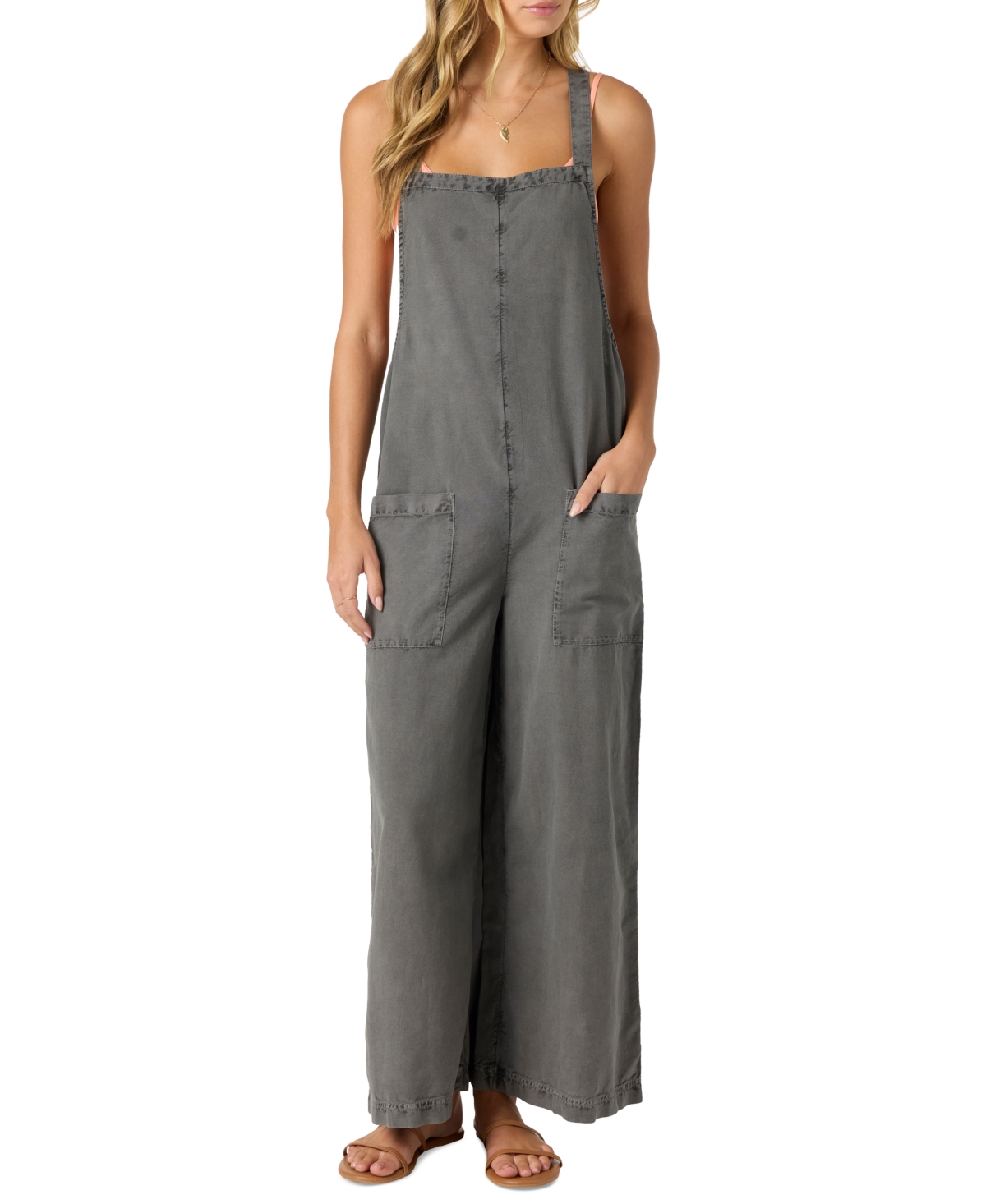 Juniors' Summerlin Sleeveless Jumpsuit - Washed Black