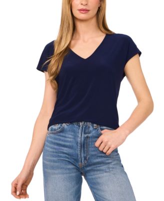 Sam & Jess - Women's V-Neck Cap-Sleeve Drop-Shoulder Top