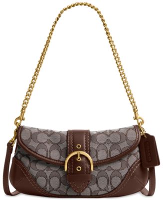 バッグ COACH Flap Soho Signature handbag gold COACH Soho Bag 25 in Signature Jacquard - Macy's