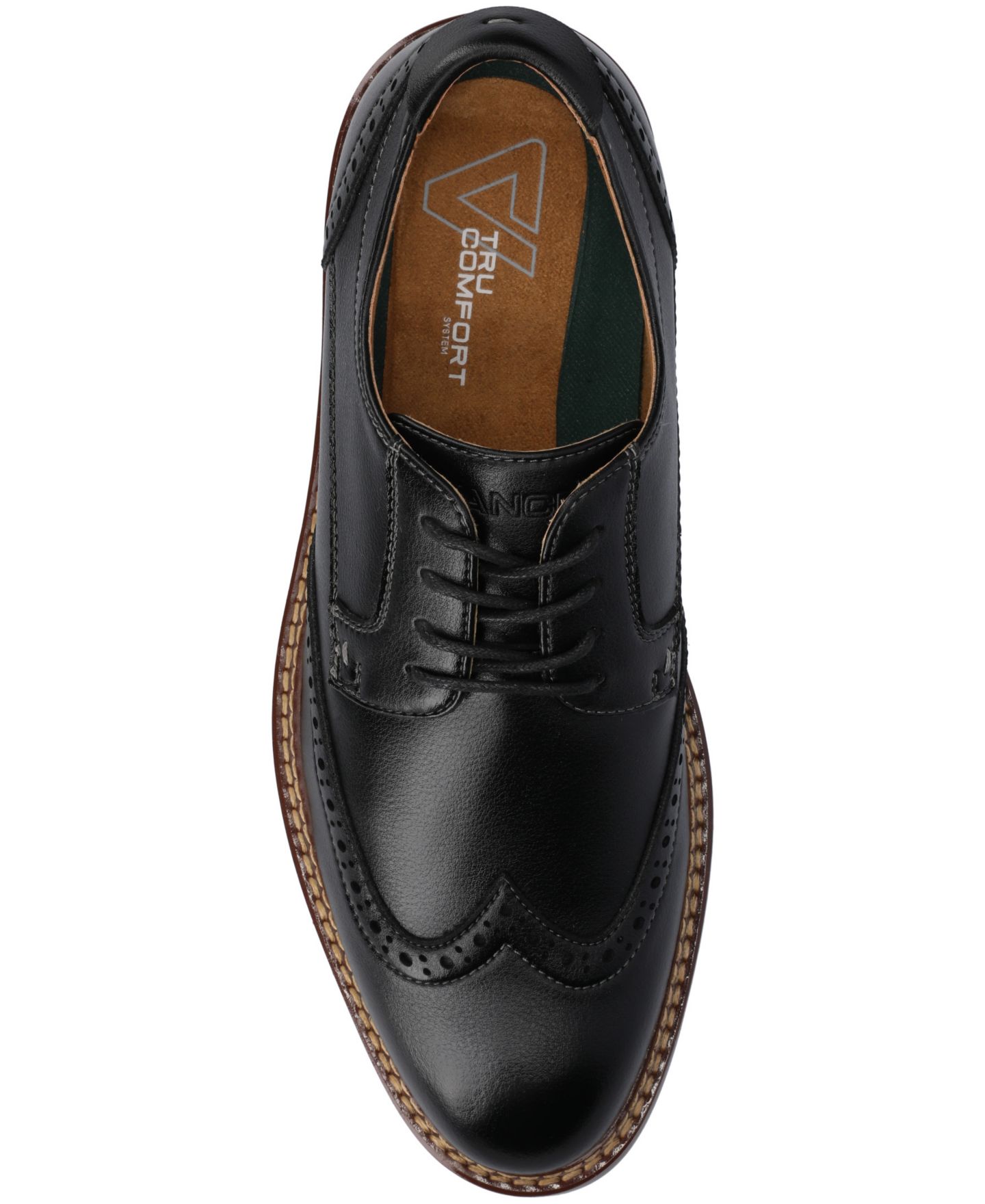 Мужские туфли Vance Co. Lorenzo Comfort Wingtip Dress Shoe, цвет: Чёрный — фото 4