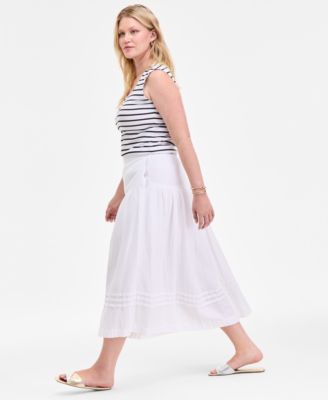 Women's Cotton Gauze Tiered Midi Skirt, Exclusively at Macy's